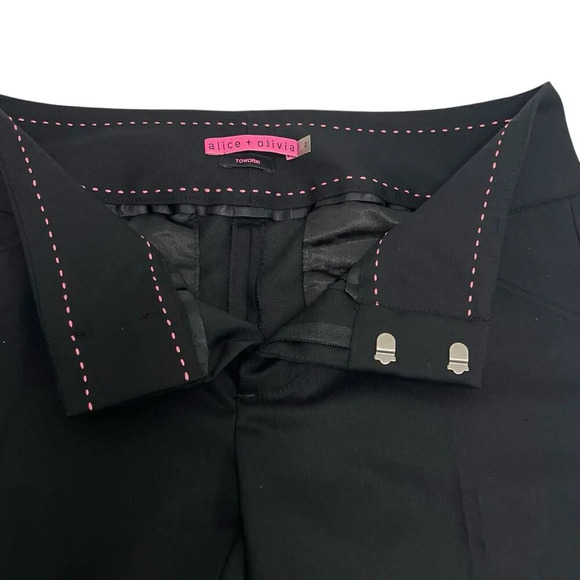 Alice and Olivia Dress Pants Towork! Black Classic Flare Flat Front Office Sz 2 - Picture 6 of 10